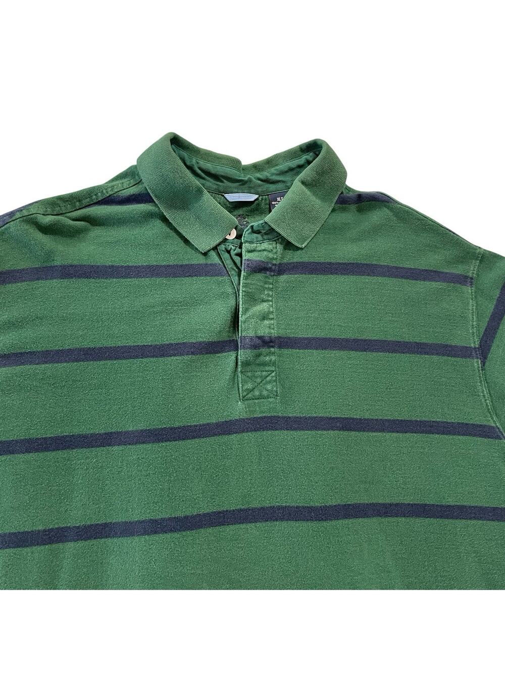 The Regal Rugby Shirt Men's XLT Navy Blue & Green Stripes All Cotton Vintage 90s